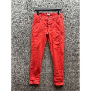 Jeckerson John Slim Fit Patch Cotton Button-Fly Trousers Orange Mens Size 30